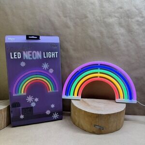 Glow Rainbow LED Neon Light USB or Battery Powered Wall Mount Decor Multicolor